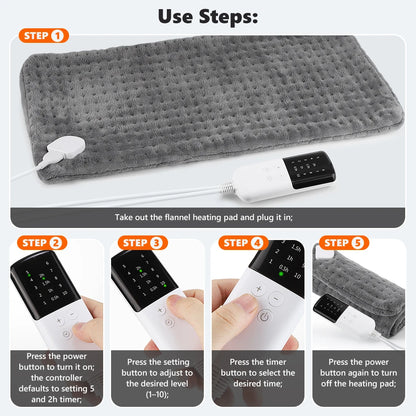 60x30cm Electric Blanket 10 Levels Heating Pad Double Helix Temperature Control Timing Thermal Mat for Office Home Period Cramps