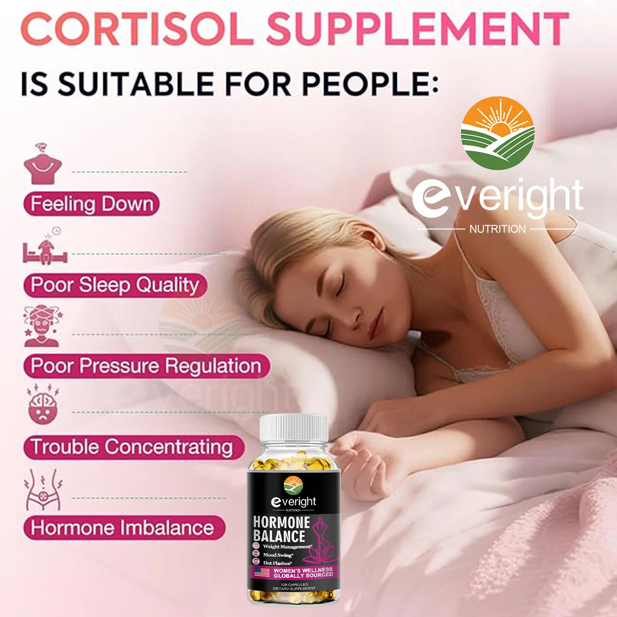 Hormone Balance Capsules for Women Mood Swings, Menopause, Sleep, Anxiety, Stress, Cortisol Health Supplement