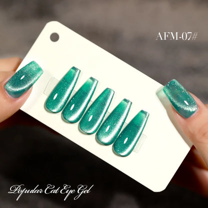 AS 15ml Mint Green Color Cat Magnetic Gel Nail Polish Sparkle Glitter Gel Varnish Semi Permanent for Summer Manicure DIY Gift