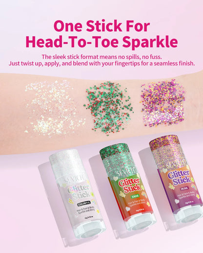 Sparkling Sequins Glitter Gel Stick 8 Colors Sequin Body Glitter Cosmetic Stick Hair Glitter Stick Festival Makeup for Christmas
