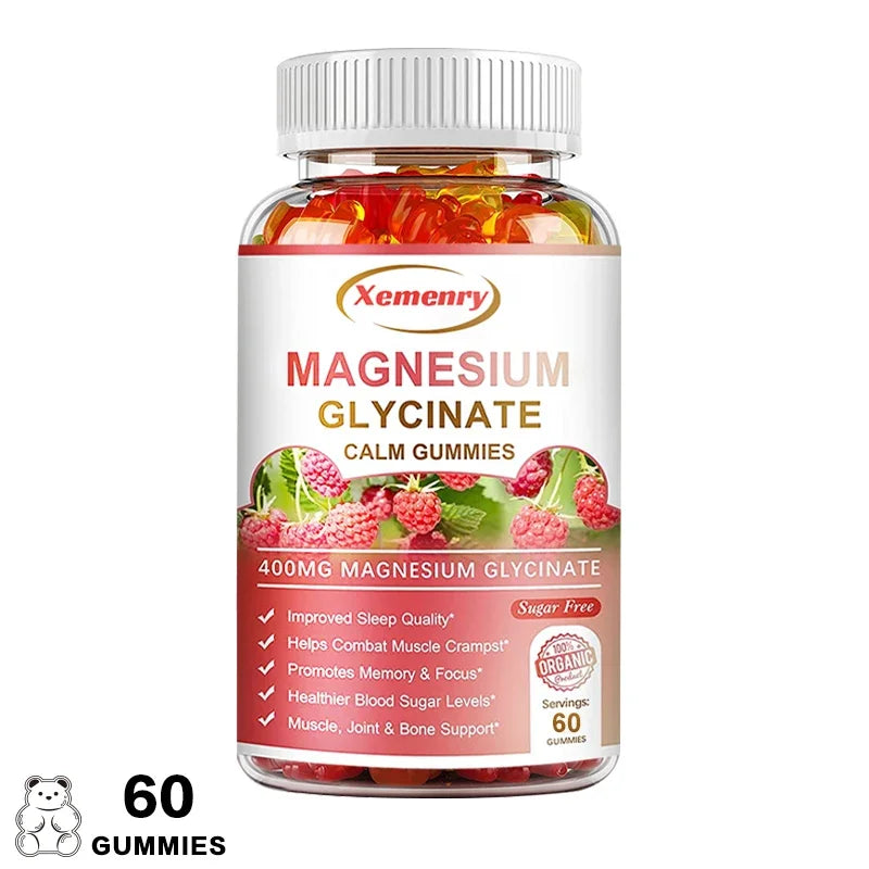 Magnesium Glycinate Gummies 400 Mg - 100 Vegetarian Gummies - Supports Muscle, Joint and Heart Health