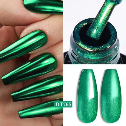 MEET ACROSS 8 Colors Mirror Gel Nail Polish Long-lasting Quick-drying Metallic Gold Silver Red Semi Permanent Varnish Nail Art
