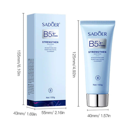 SADOER Vitamin B5 Facial Cleanser Moisturizing Oil Control Deep Cleansing Anti-aigng Face Wash Foam Facial Cleanser Skin Care