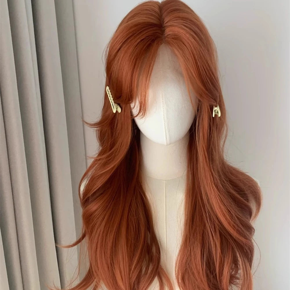 Ashely Orange Wig for Women Lace Front Big Wave Curly Long Synthetic Wig for Cosplay Daily Use 24inch Pumpkin Color Halloween Wi