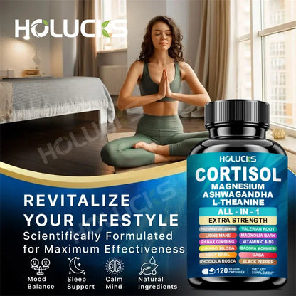 Buy 1 Get 1 Free! Premium Cortisol Capsules, Support Balances Hormones, Reduces Hot Flashes & Promotes Restful Sleep, Non-GMO