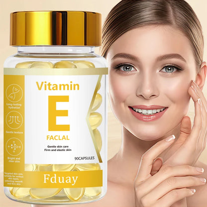 Vitamin E Facial Essence Capsule with Retinol Jojoba Seed Oil & Collagen for Brighter Skin Moisturizing & Smoothing 0.5ml X 90 C