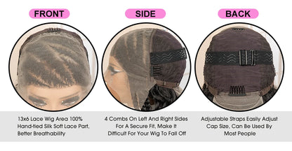 26 Inches Synthetic Cornrow Braided Wig 13x6 Lace Frontal Curly Braiding Wig African Braids Hair Wigs for Black Women