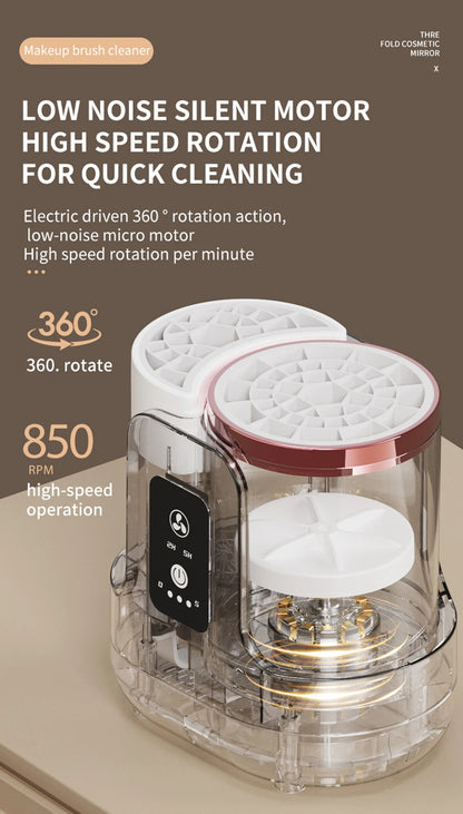 USB Electric Makeup Brush Cleaner 3-in-1 with Automatic Quick-Drying Support Device - Makeup Brush Cleaning And Drying Book Tool