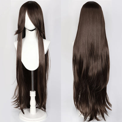 100CM Long Straight Wig With Bangs Synthetic Cosplay Wig For Women Pink Purple Cosplay Wigs for Party For Halloween