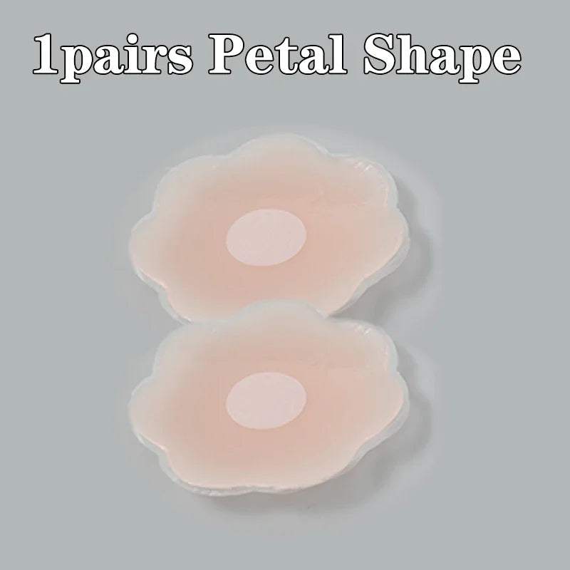 12pcs Women Invisible Nipple Cover Stickers Self-adhesive Chest Breast Petals Silicone Lift Up Paddings Reusable Patch Bra Pads