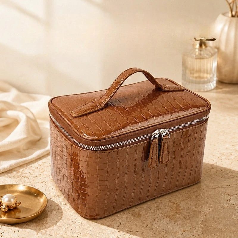 Embossed Makeup Bag Large Capacity Waterproof Travel Toiletry Bag Fashion Portable Women Cosmetic Storage Organizer