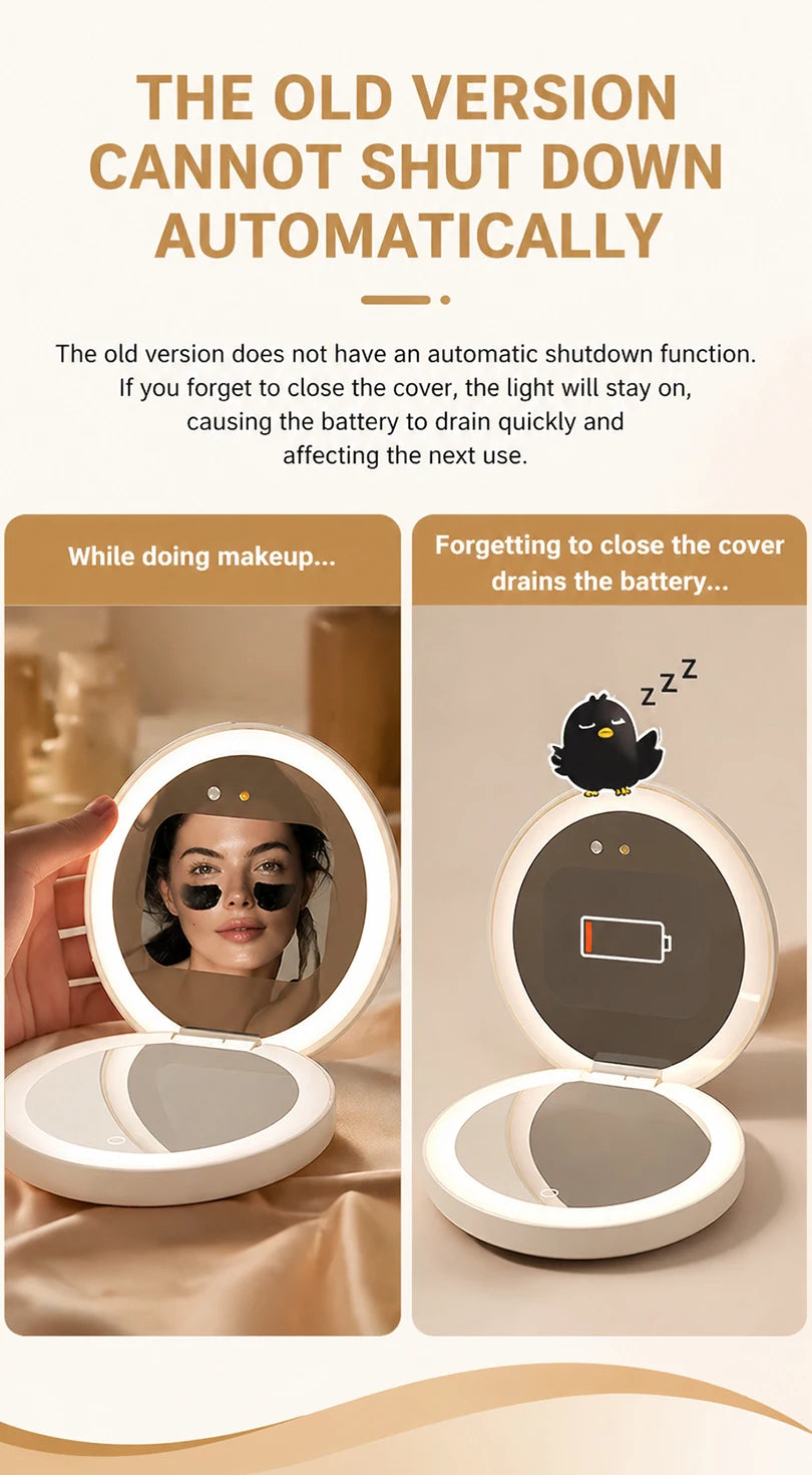 TJMIR UV Smart Sunscreen Mirror Portable LED Makeup Mirror with UV Detection & Sunscreen Testing
