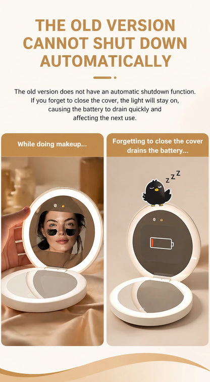TJMIR UV Smart Sunscreen Mirror Portable LED Makeup Mirror with UV Detection & Sunscreen Testing