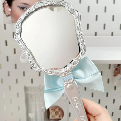 Flower Knows Shell Jewel Hand Mirror Ocean Style Makeup Mirror Portable Compact Beauty Mirror Aesthetic Princess Vanity Mirror