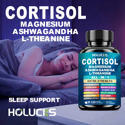 Buy 1 Get 1 Free! Premium Cortisol Capsules, Support Balances Hormones, Reduces Hot Flashes & Promotes Restful Sleep, Non-GMO