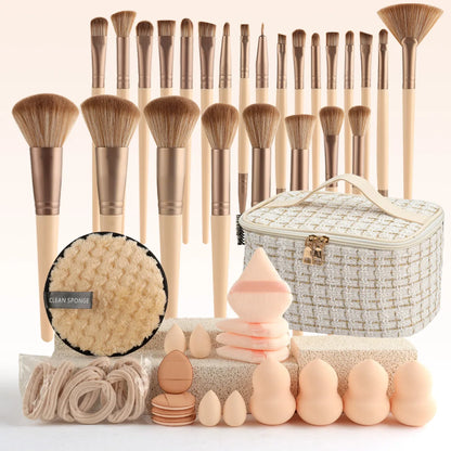 47Pcs Professional Makeup Brushes Set Beauty Tools Kit Portable Travel Cosmetic Bag Puff Toiletry Makeup Accessories Set