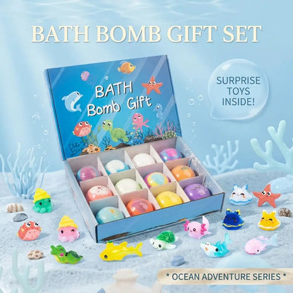 Kids Bath Bombs Toy Surprise Hidden Glow in Dark Toys Natural Organic Bath Fizz Balls Gift Set for Children Holiday Gift Set