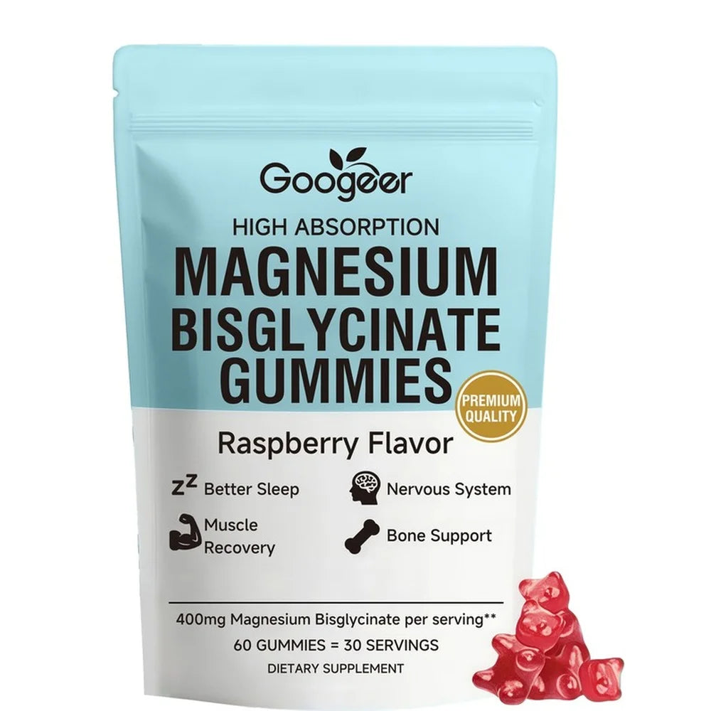 Magnesium Bisglycinate Gummies 400mg, with Vitamin D3 & Zinc, 60 Count, Supports Better Sleep, Muscle Recovery & Nervous System