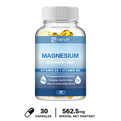 Magnesium Glycinate Supplement 500mg with Zinc,Vitamin D3 B6 High Absorption Support Muscle, Nerve, Joint and Heart Health