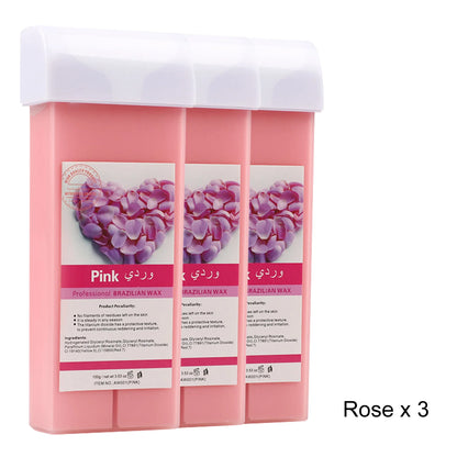 Women Home Hair Removal Kit Roll on Wax Warmer Honey Roller Wax Cartridge 100Pcs Depilatory Wax Strips Body Leg Arm Waxing Set