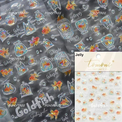 Gold Stamped Shell Conch Scallop Starfish Pearl 5D Embossed Self Adhesive Nail Art Stickers Delicate Ocean Style Manicure Decals