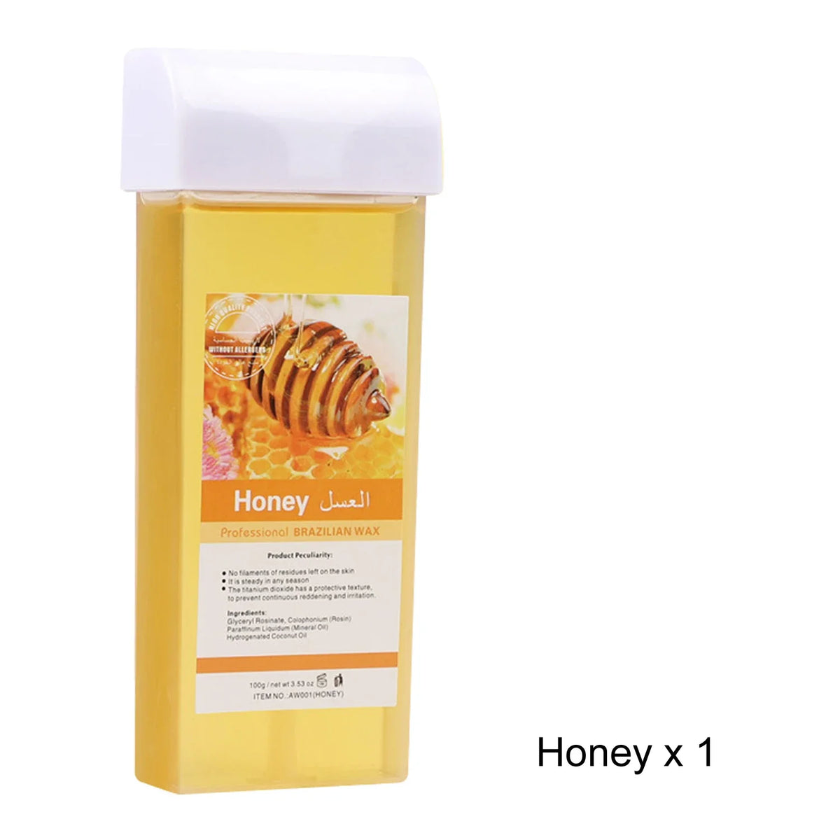 Women Home Hair Removal Kit Roll on Wax Warmer Honey Roller Wax Cartridge 100Pcs Depilatory Wax Strips Body Leg Arm Waxing Set