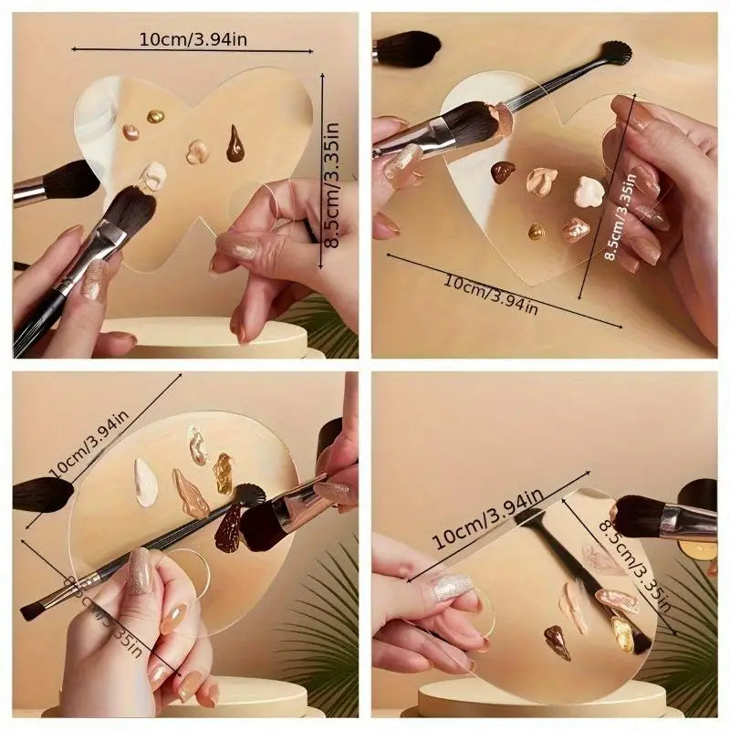 2Pcs Transparent Acrylic Makeup Palette Liquid Foundation Mixing Cream Manual Cosmetic Beauty Makeup Mixer Beauty Tool