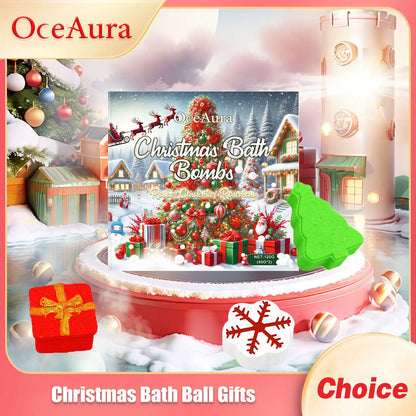 OceAura Christmas Bath Ball Gifts Deep Moisturize Bathroon Supplies Relax Mood Lasting Fragrance Body Exfoliating Spa Bath Bombs