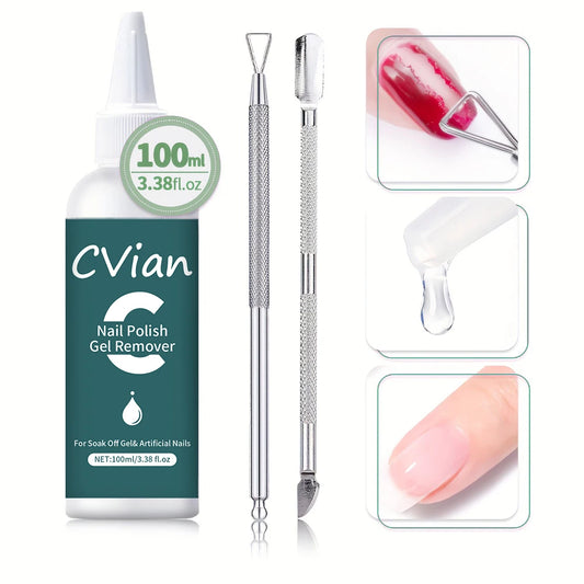 Gel Nail Polish Remover Kit, 100ml/3.3oz Soak-Off Gel Nail Polish Remover - Effectively and Easily Removes Gel Nail Polish