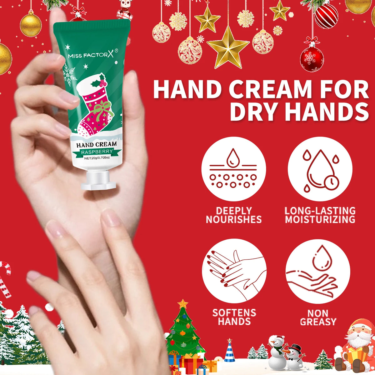 60 piece Christmas hand cream gift box set, advanced essence moisturizing and moisturizing, suitable for dry and cracked skin