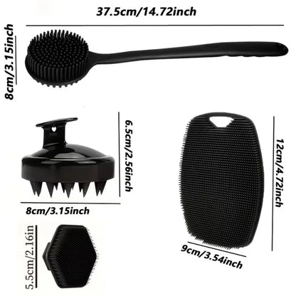 2/3/4pcs Shower Brush Set Back Face Body Scalp Massage Gentle Long Handle Body Brush Soft Bristles Skin Clean Bathing Tools