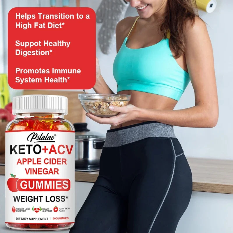 Keto Apple Cider Vinegar Gummies -  Helps with Weight Loss, Whitens Skin, Supplements with Apple Cider Vinegar & Vitamins, Vegan
