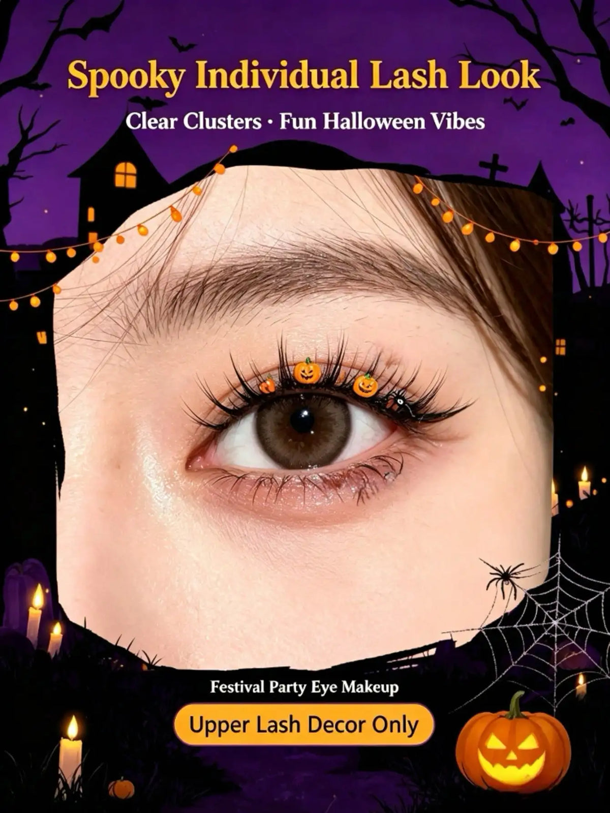 Domi Lash Christmas Cosplay Eyelashes Diamond Glitter Individual Lashes Snow Santa Cat Design False Eyelash Clusters for Party