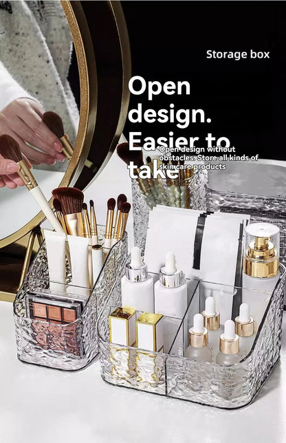 1Pc/Transparent Acrylic Cosmetics Storage Box Desktop Compartment Organizer Box Trapezoidal Cosmetics Storage