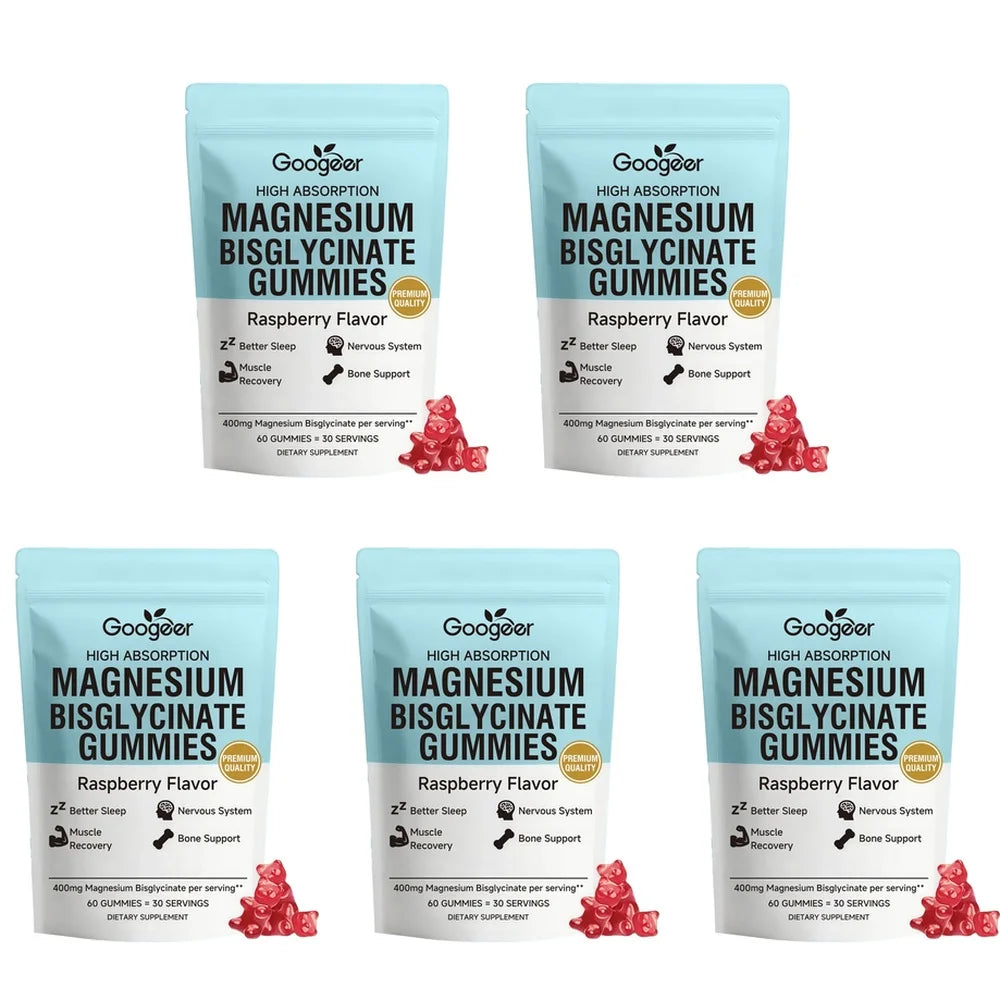 Magnesium Bisglycinate Gummies 400mg, with Vitamin D3 & Zinc, 60 Count, Supports Better Sleep, Muscle Recovery & Nervous System