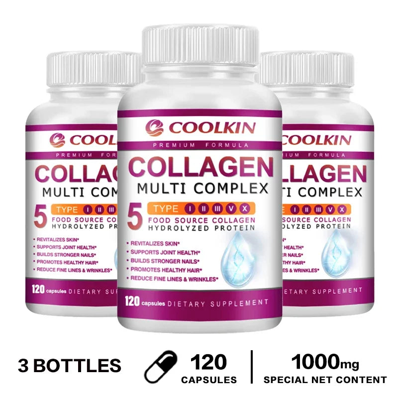 Collagen Multi Complex - Types I, II, III, V, X, Non-GMO, Enhanced Absorption, for Healthy Hair, Bones, Cartilage, Skin & Nails