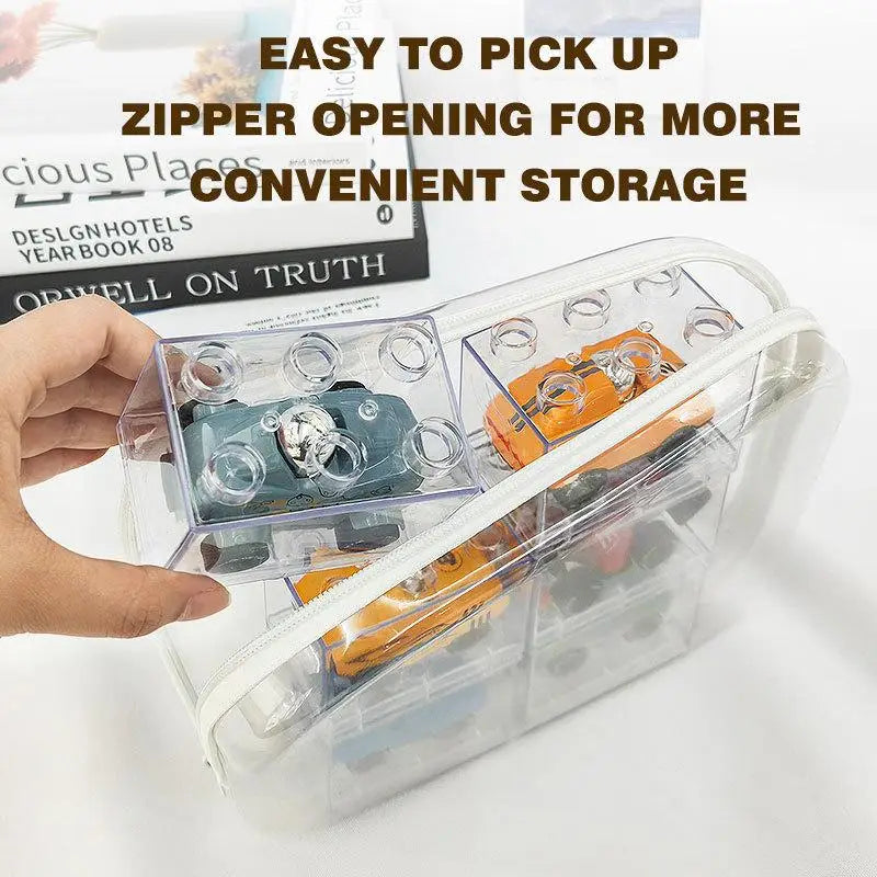 Zippered Hard Pouch Clear Stackable Travel Storage Organizer Cosmetic Bags Makeup Case