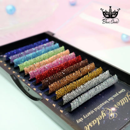 Christmas Mix Color Glitter Lashes Fashion Shiny Colorful Russian Volume Individual Eyelash Extensions Colors Glitter Lashes