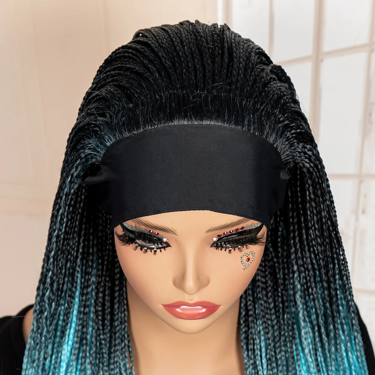 Full Machine Made Braided Wigs with Headband 30 Inches Colored Synthetic Braiding Wigs with Hair Band for Black Women