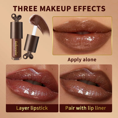 Festive Christmas Makeup Set Chocolate Lip Gloss PH Color Changing Lip Oil Blush Palette High Pigment Hydrating for Holiday Gift