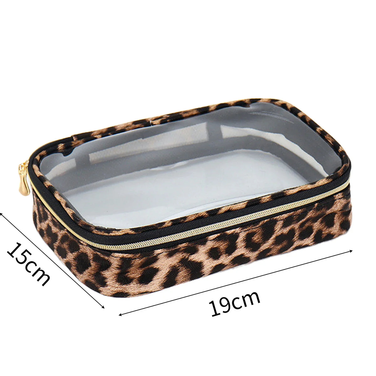 Transparent Leopard Print Clear Makeup Bag Large Capacity Travel Make Up Cosmetic Organizer Zipper Waterproof Cosmetic Bag