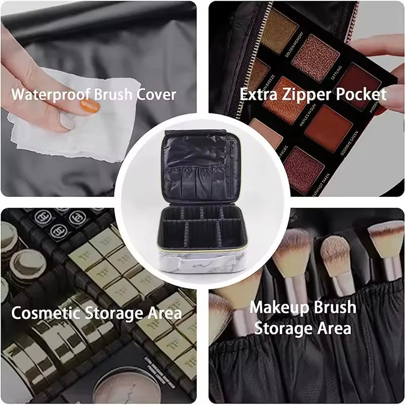 New PU Leather Cosmetic Bag For Women Professional Makeup Case Travel Toiletry Makeup Bag Beauty Nail ToolBox Make Up Handbag
