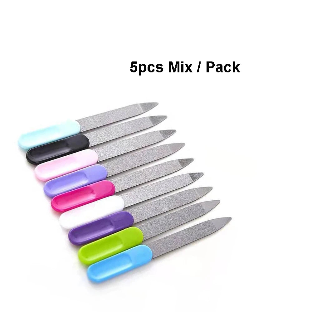 5/10 /50Pcs Stainless Dual Nail Files Metal Sanding File Pedicure Grooming For Professional Finger Toe Nail Care Manicure Tools
