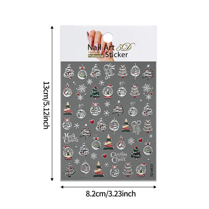 4pcs/set Christmas Snow Globe Snowflake Nail Stickers Round Wreath Polka Dots Merry Christmas Nail Decals Festival Decorations