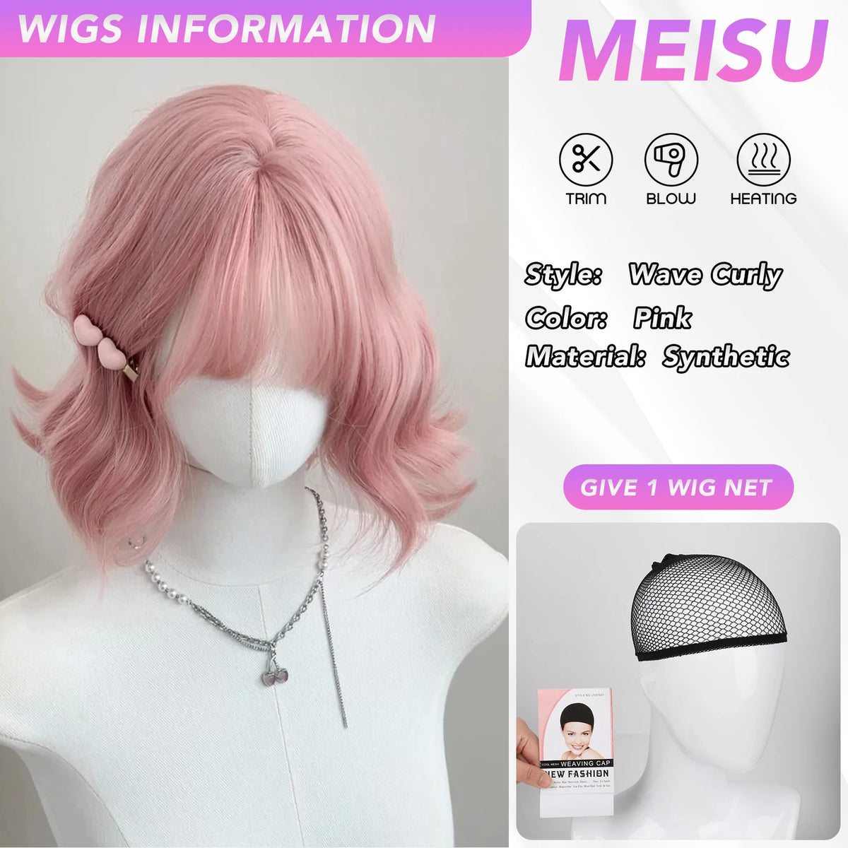 MEISU 12 Inch Short BOBO Wig Golden Synthetic Curly Wave Layered Wigs Fiber Heat-resistant Party or Cosplay Selfie For Women