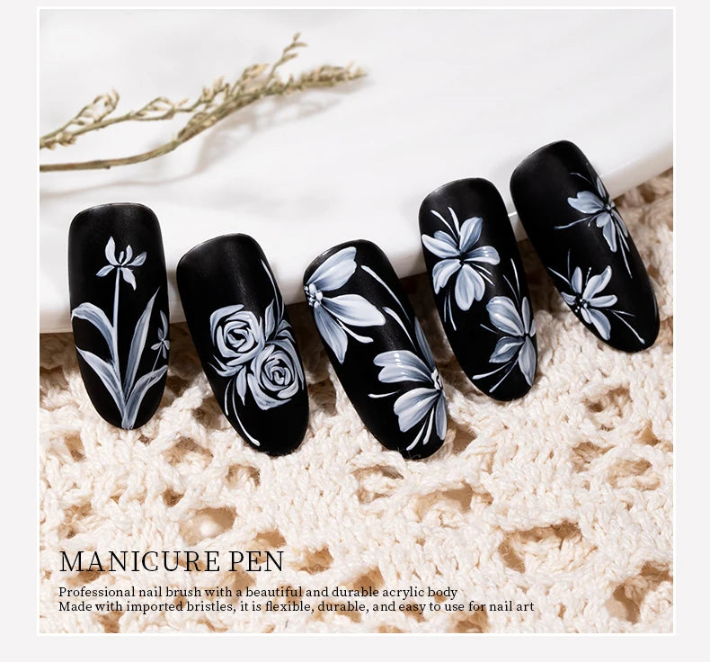 QINGNENGLIANG Nail Art Brush Painting Drawing Pen for Lines Grid Flower Butterfly DIY Multifunctional Manicure Design Tool