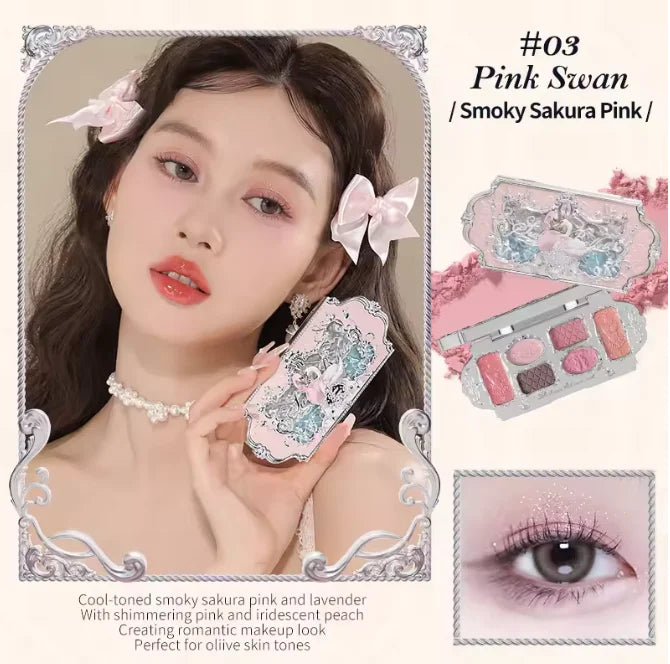 Flowerknows 6 Color Eye Shadow Palette Shell's Jewel Matte Pearl Metallic Glitter Eyeshadow Makeup Long-Wearing for Eyes