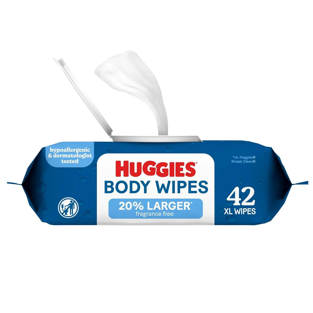 Extra Large Unscented Wipes, 42 Count Flip-Top Pack for Whole-Body Clean