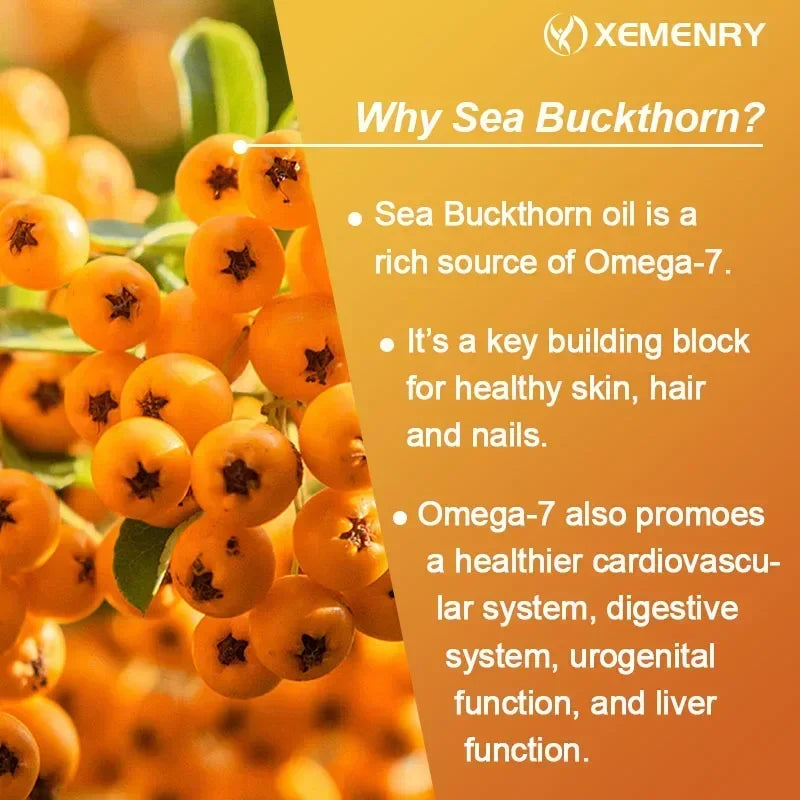 OMEGA-7 Sea Buckthorn Oil - Supports Skin, Cardiovascular, Digestive and Liver Health, Boosts Energy, Immunity, Antioxidant Vega