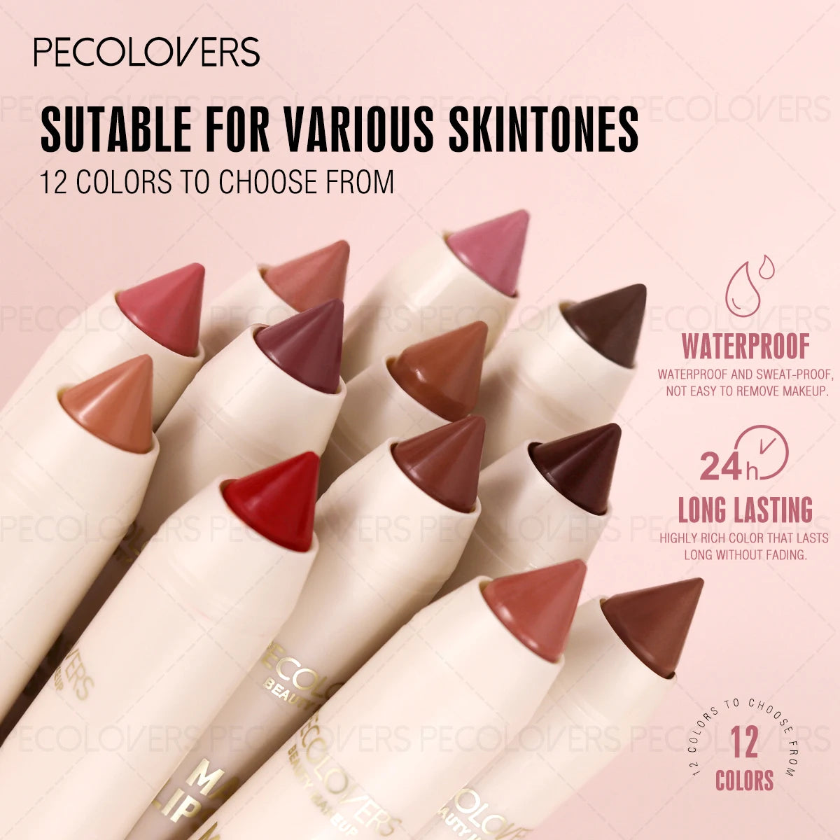 Lip Liner, Depicts Lip Contours, Plumps Lips, Suitable for A Variety of Makeup Looks, Waterproof, Lip Cosmetics